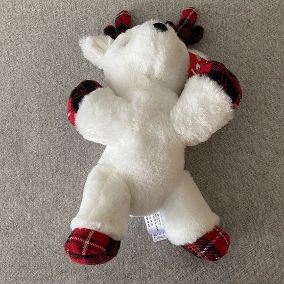Aurora Red White Black Plaid Hooves Antlers White Holiday Reindeer 10" 2020 - Picture 10 of 13